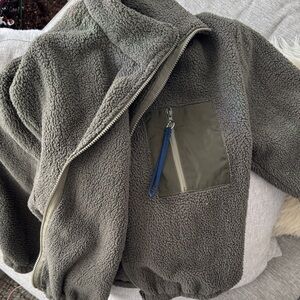 Cozy Olive Green Sherpa Jacket